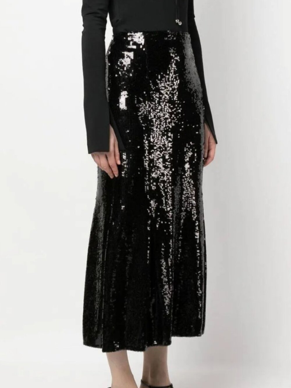 Khaite Levine High-Waisted Sequin Skirt